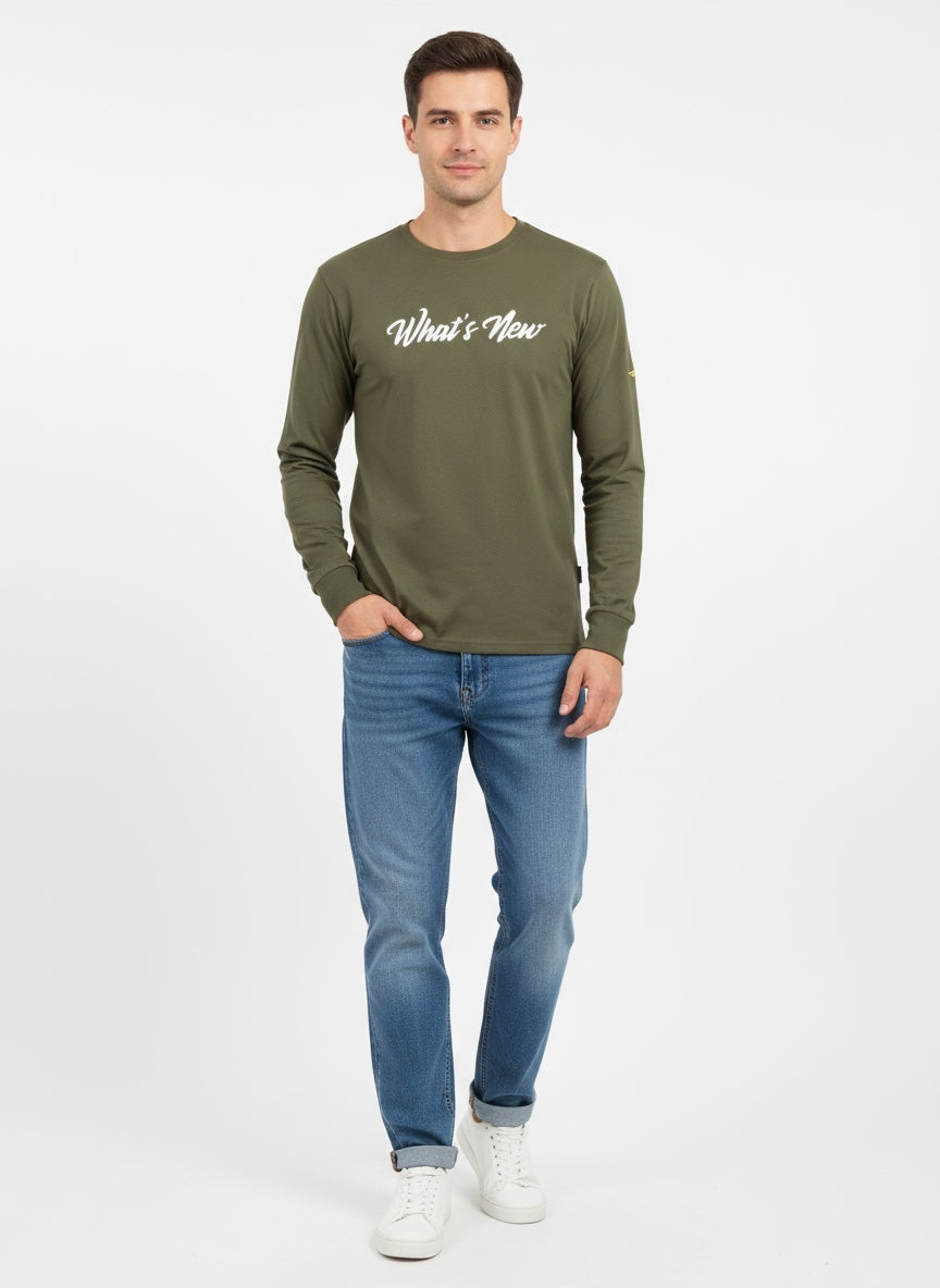 Men’s “What’s New” Long Sleeve Crewneck T-Shirt