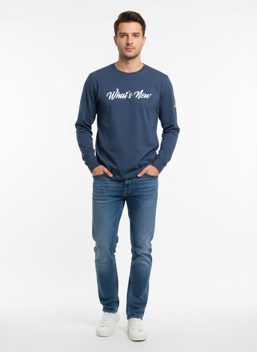 Men’s “What’s New” Long Sleeve Crewneck T-Shirt