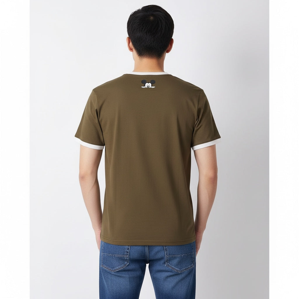 Men Mickey Mouse Olive T-Shirt Back View