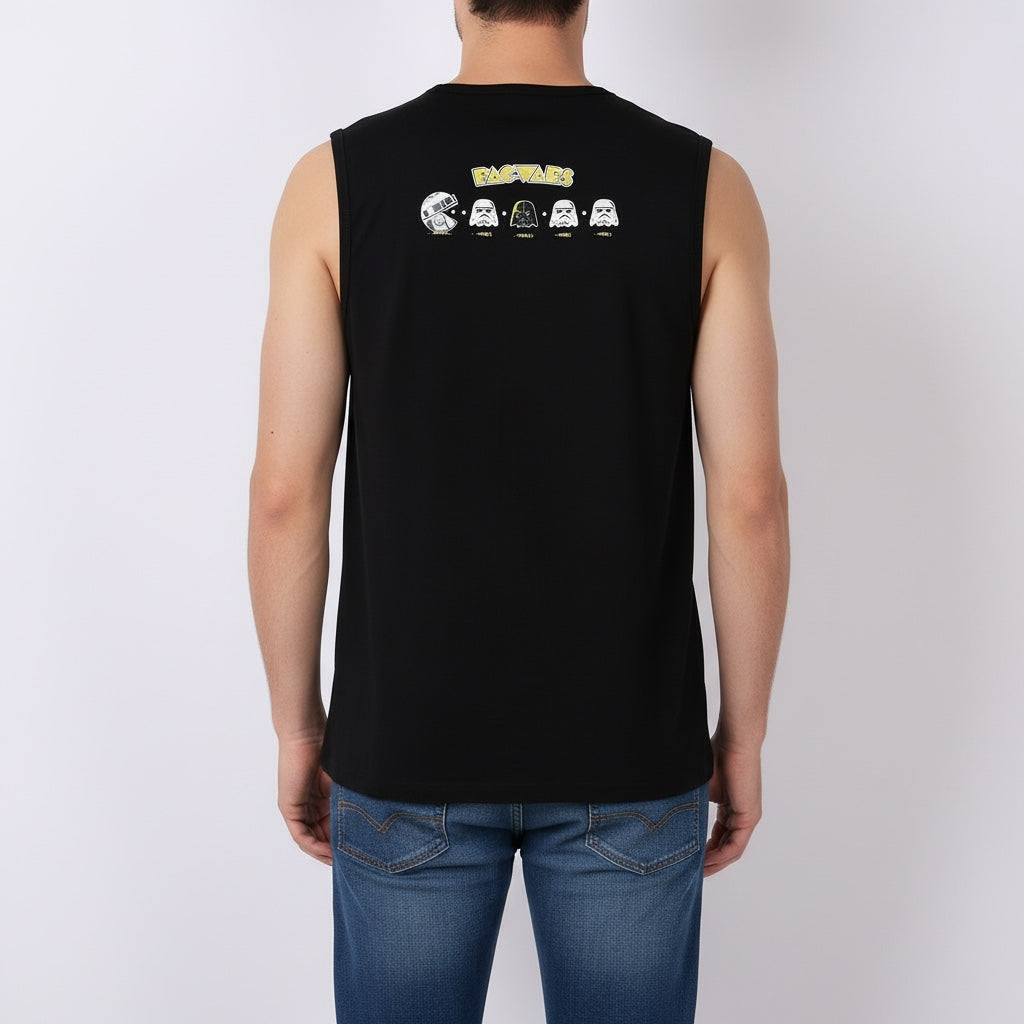 Men Star Wars Black Tank Top Back View