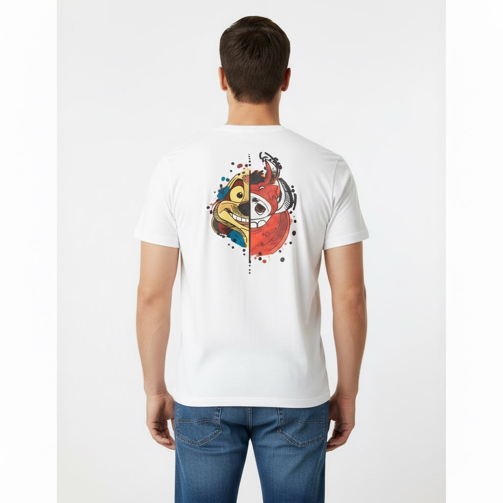 Men Chip and Dale White T-Shirt Back View