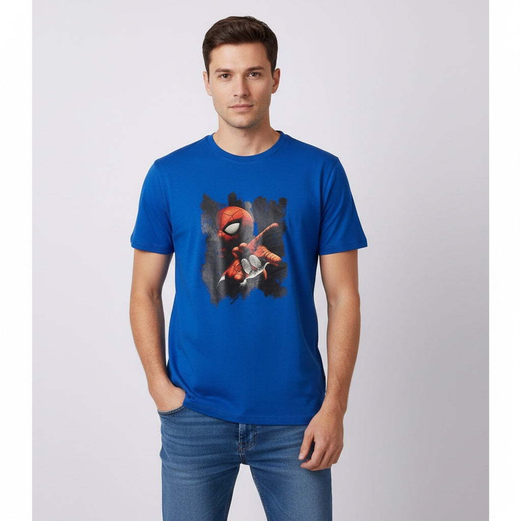 Men Spider-Man Blue T-Shirt Front View