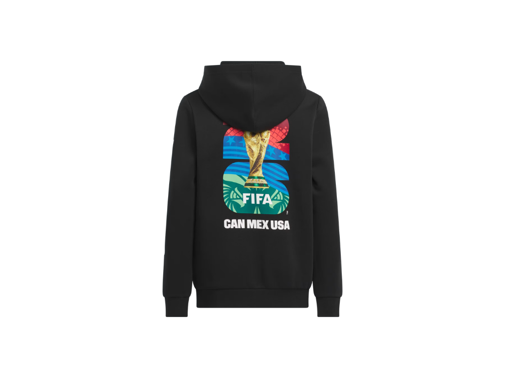 Black hoodie with FIFA World Cup trophy graphic on the back