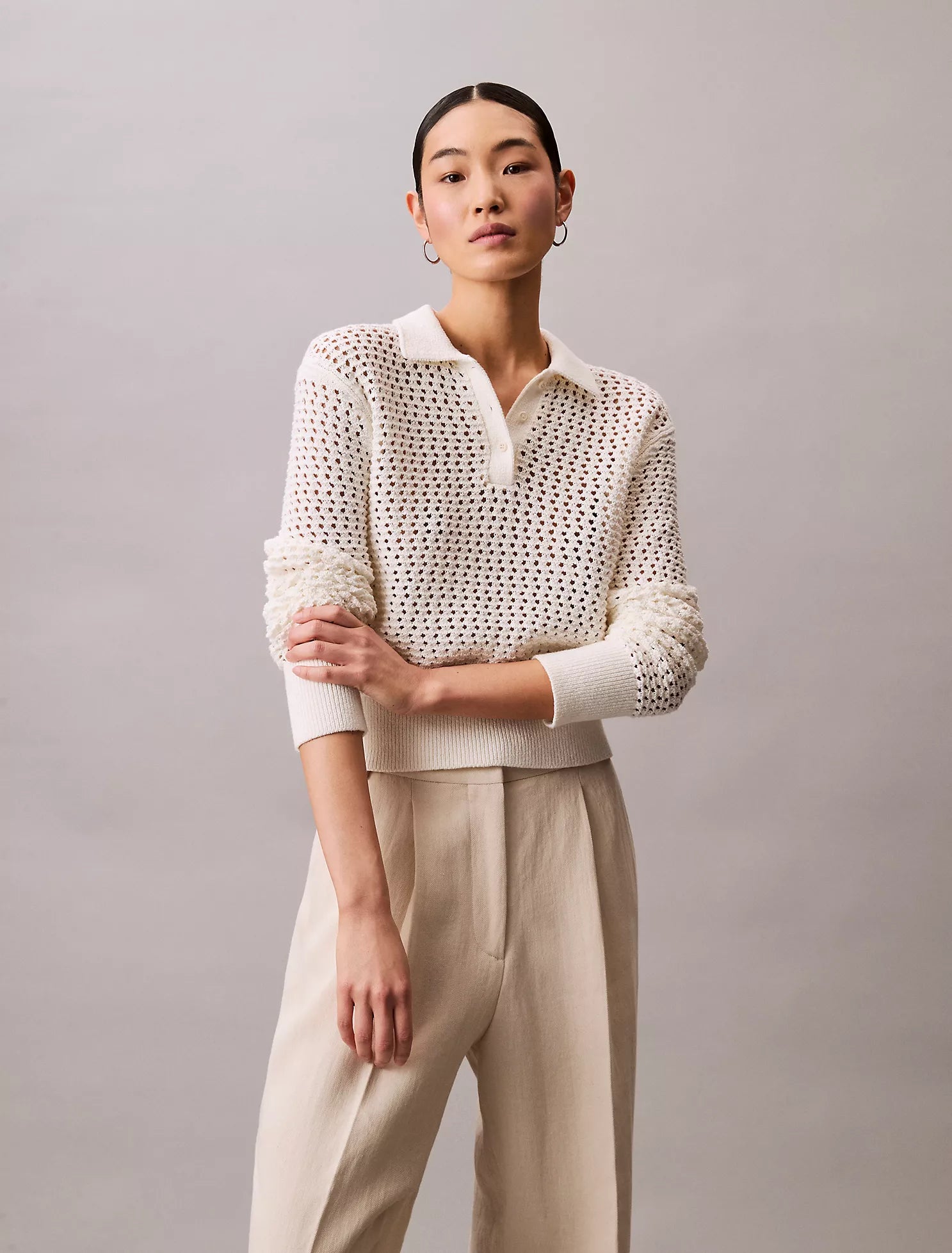 Long Sleeve Open Knit Sweater
