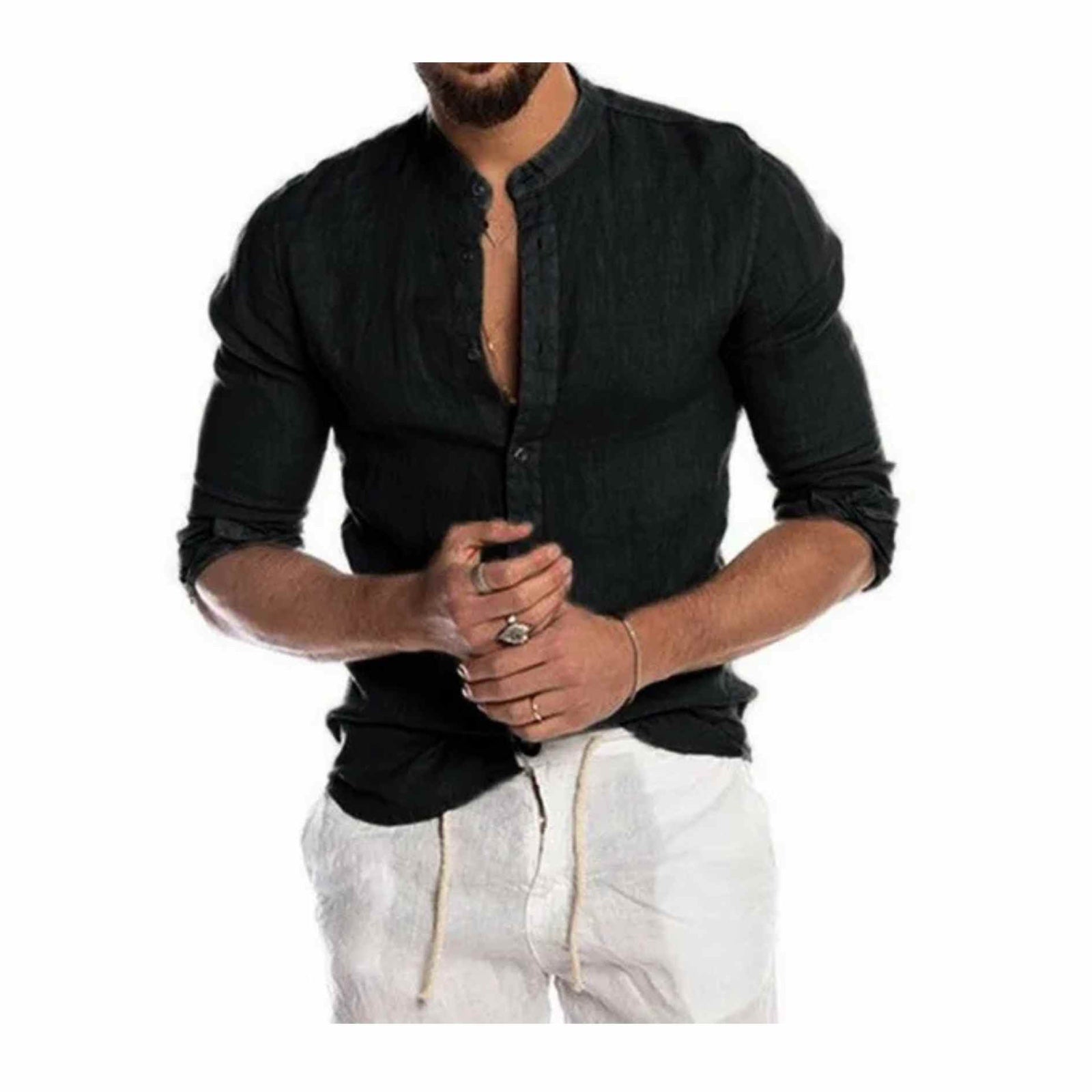 Men Linen Button Down Shirts