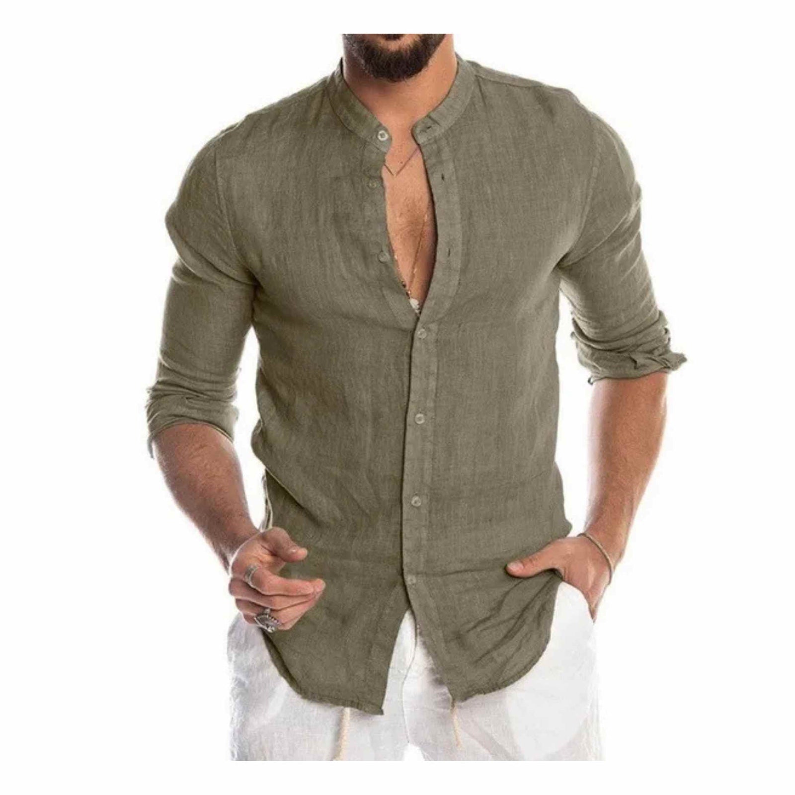 Men Linen Button Down Shirts