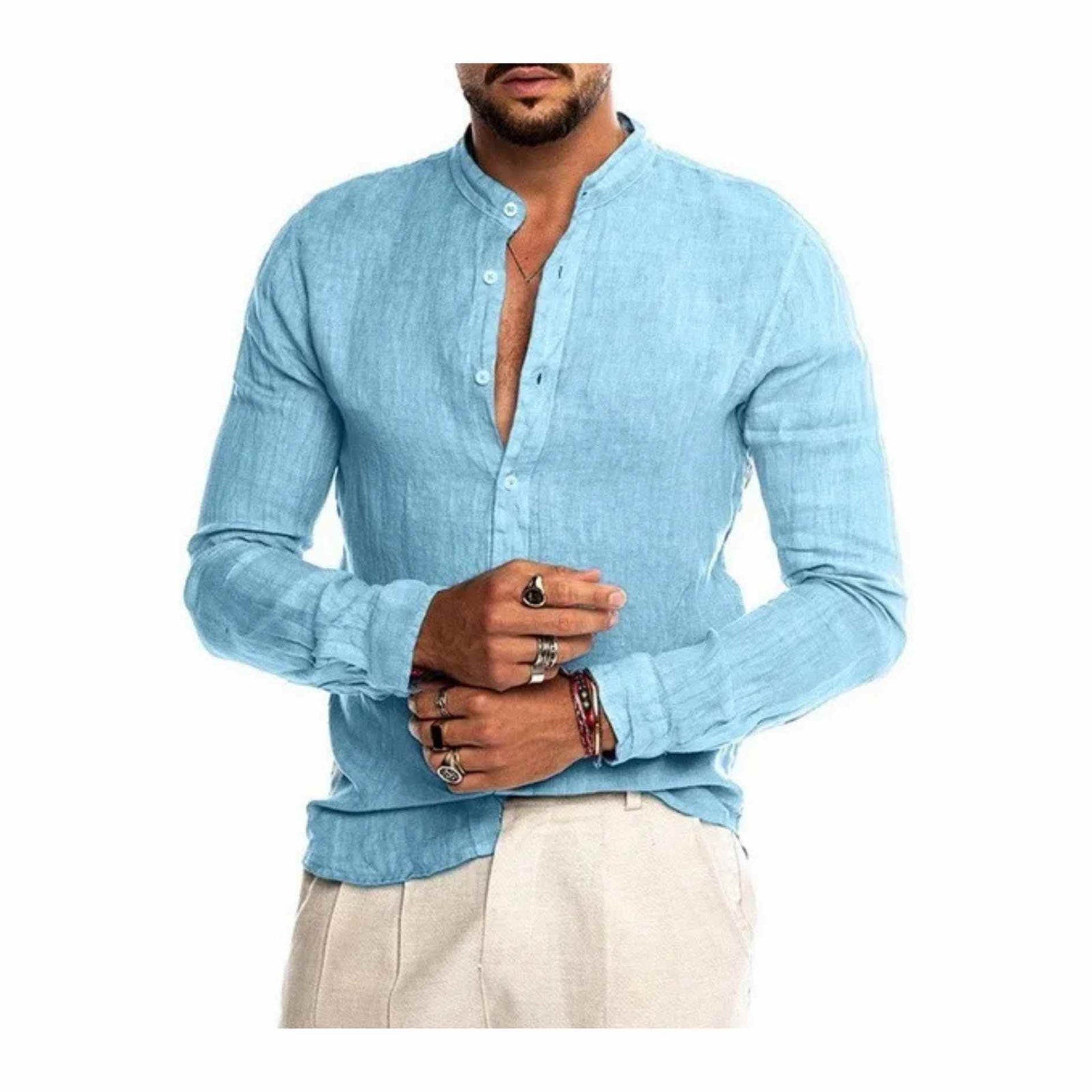 Men Linen Button Down Shirts