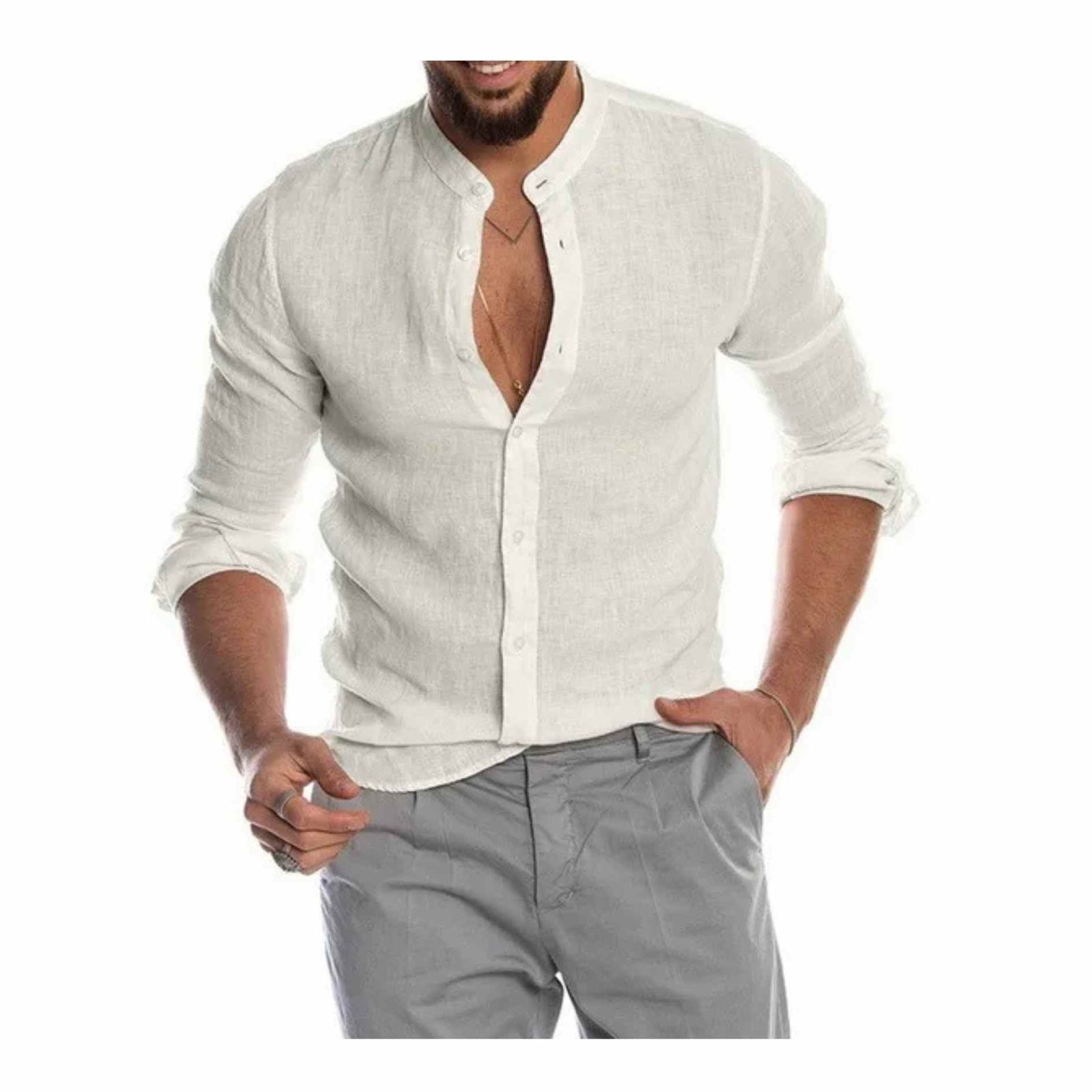 Men Linen Button Down Shirts
