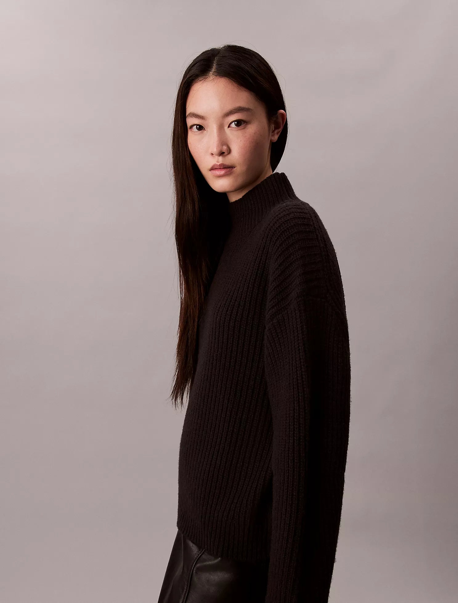 Ribbed Knit Wool Sweater
