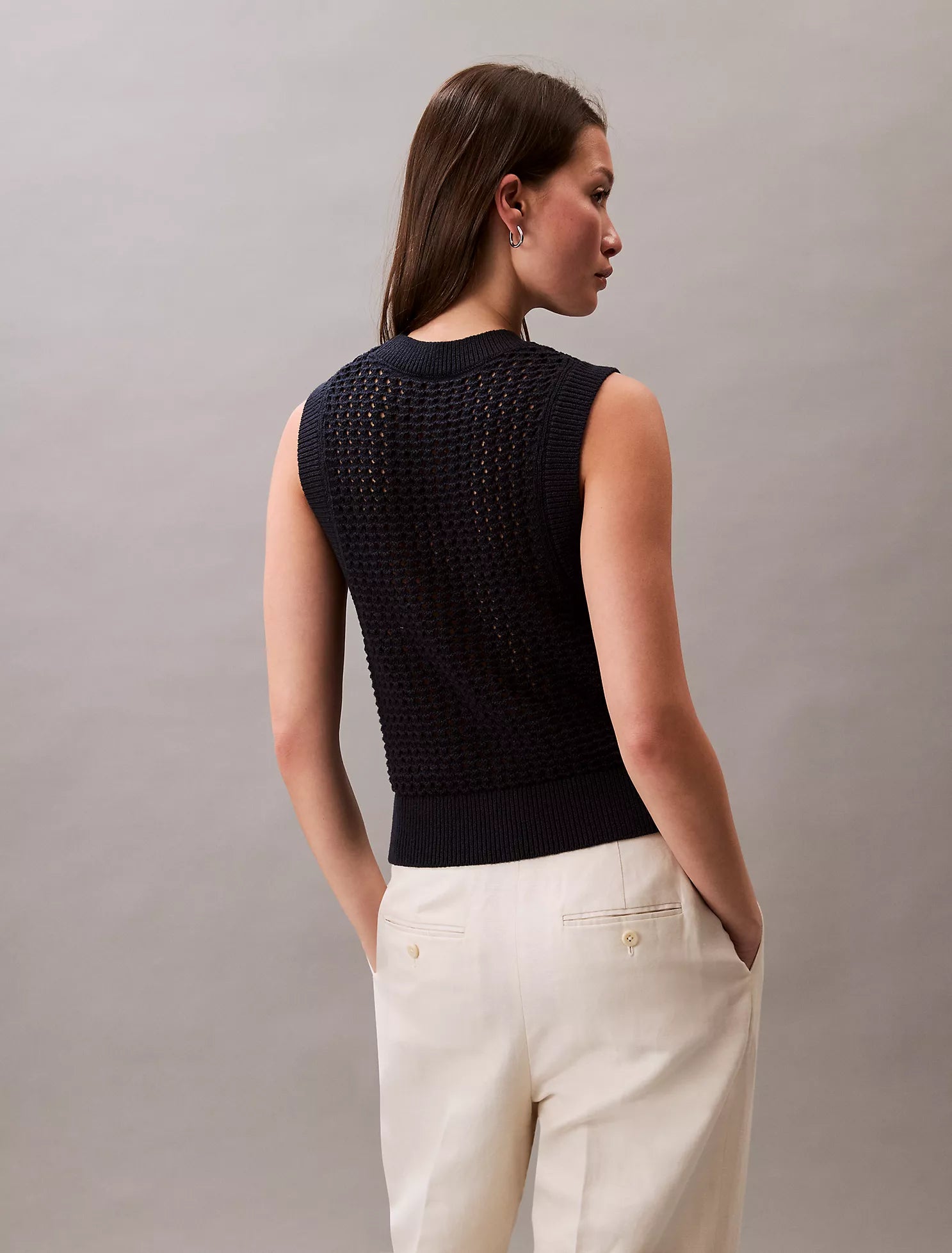 Ribbed Trim Cotton Tank
