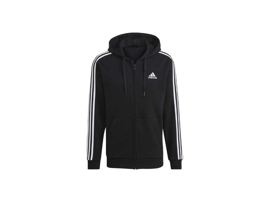 Adidas Men’s Essentials 3-Stripes Full-Zip Hoodie
