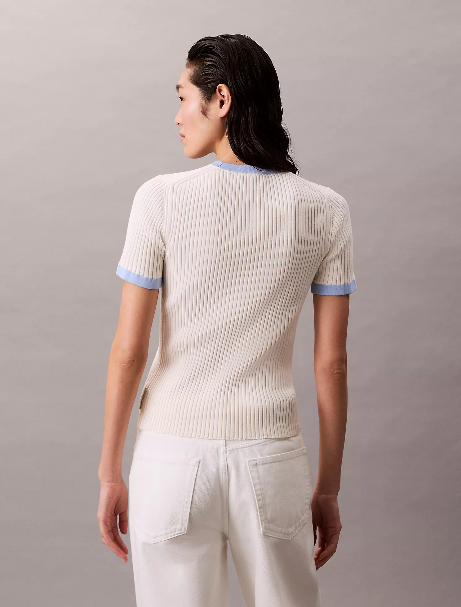 Short Sleeve Ribbed Cotton Tee