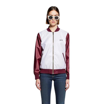 Two-Tone Satin Varsity Bomber Jacket