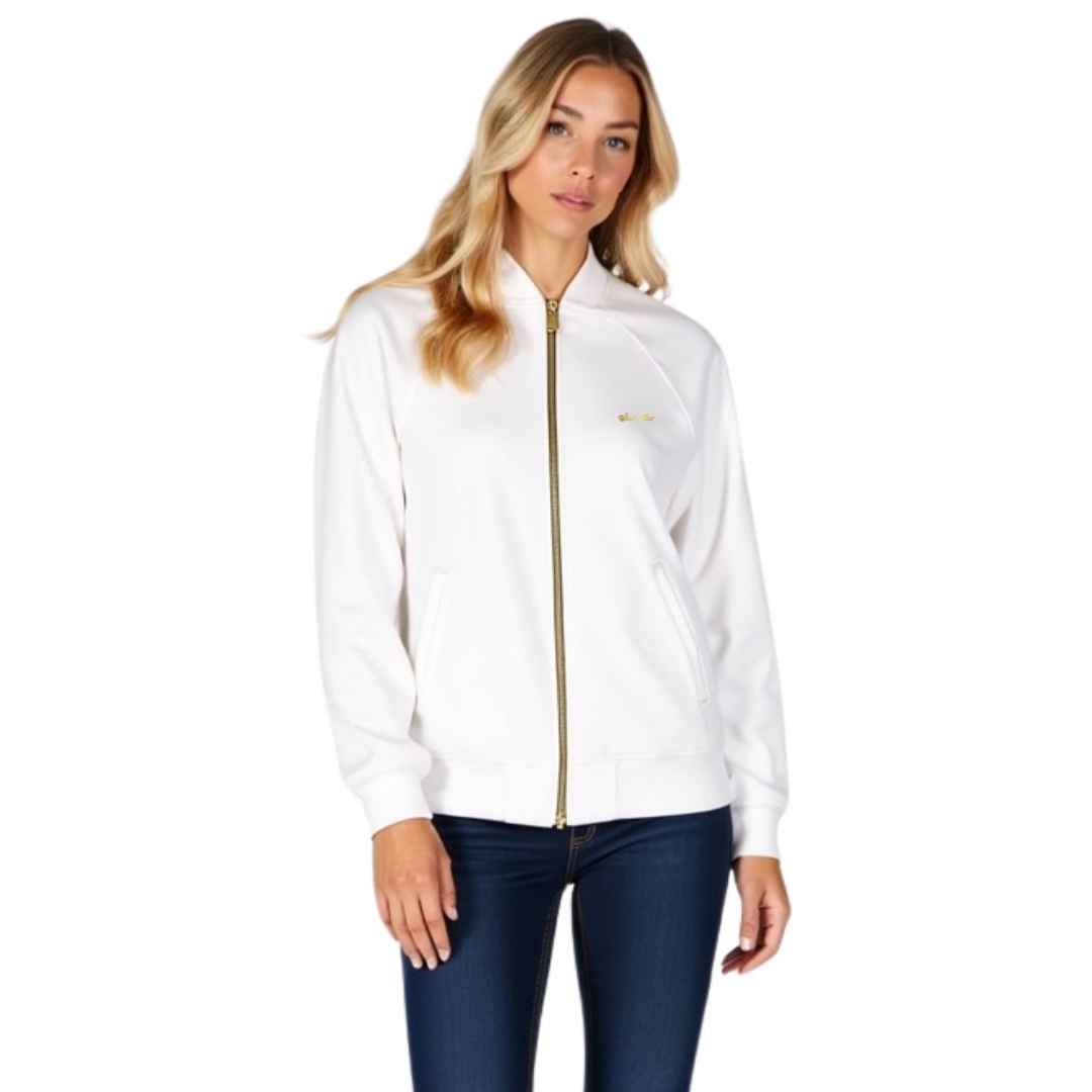 Women’s Zip-Up Bomber Jacket with Gold Detailing