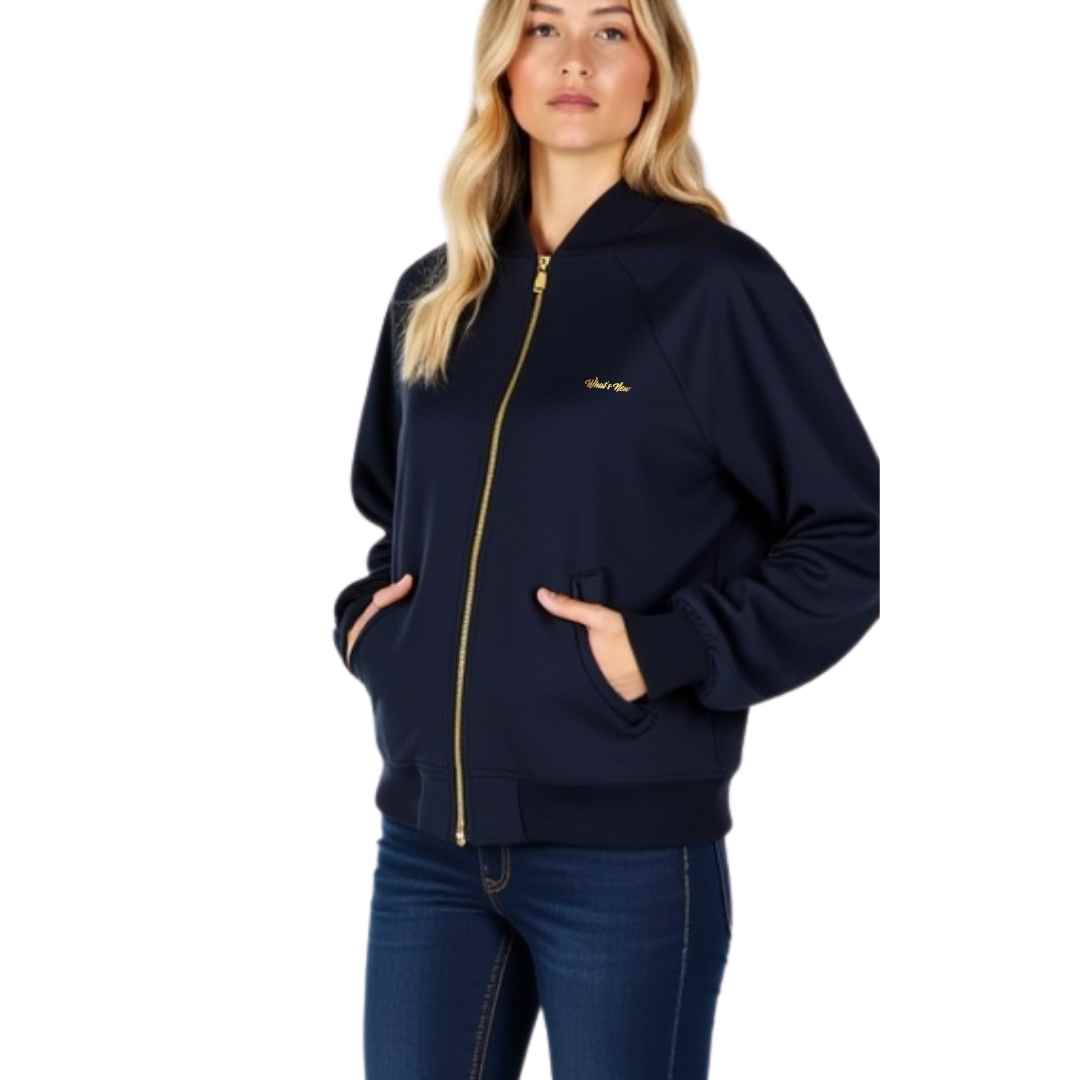 Women’s Zip-Up Bomber Jacket with Gold Detailing