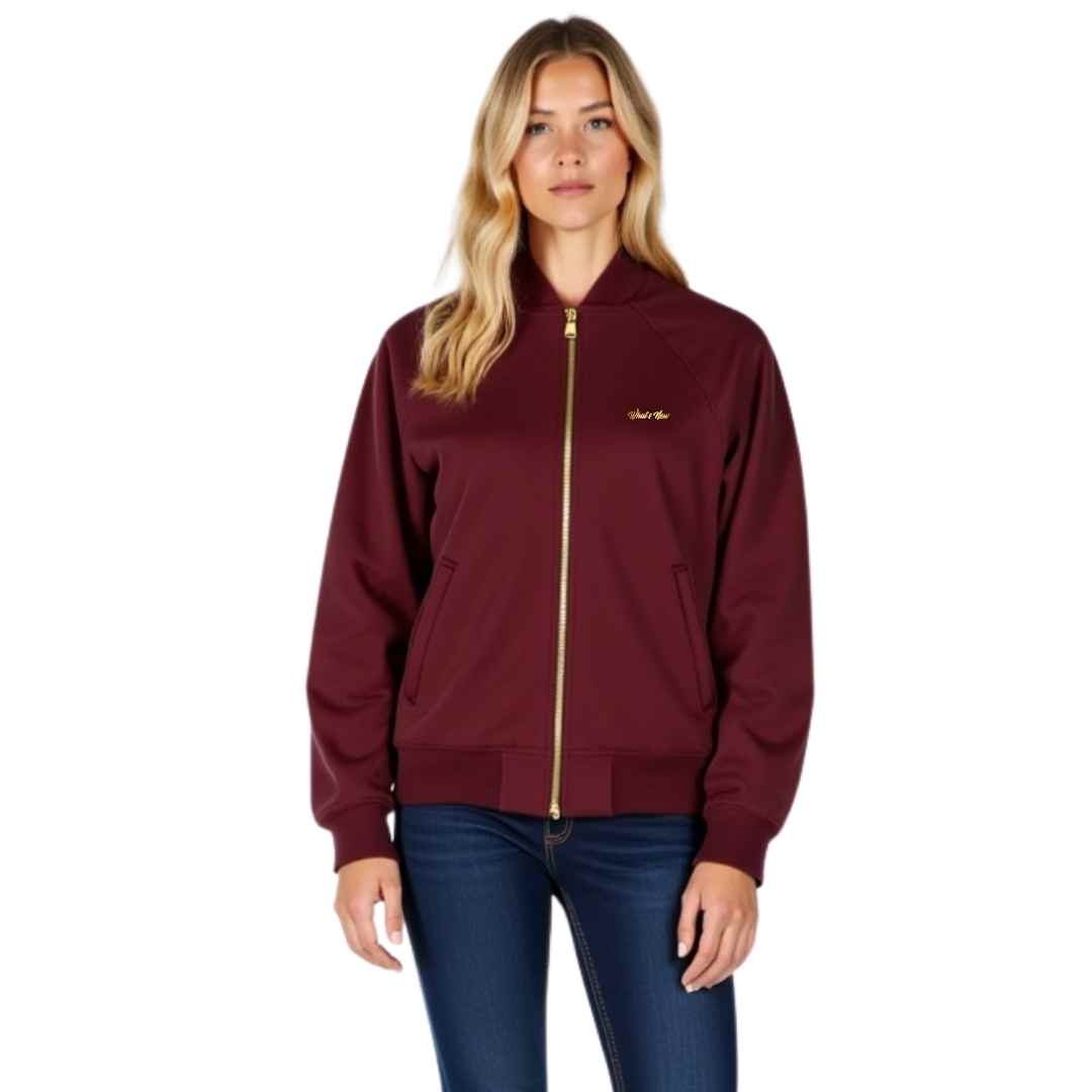 Women’s Zip-Up Bomber Jacket with Gold Detailing