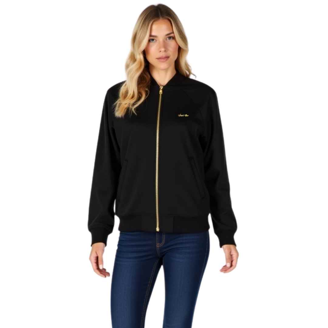 Women’s Zip-Up Bomber Jacket with Gold Detailing