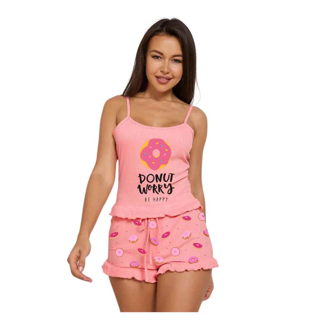 Women Pajamas Sleeveless Printed 2 Piece Hot Short