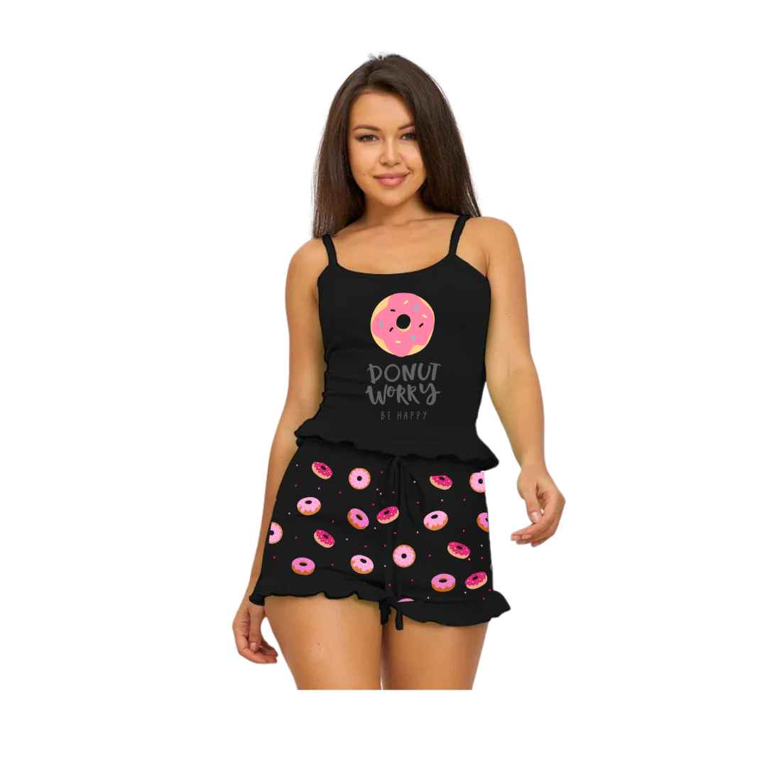 Women Pajamas Sleeveless Printed 2 Piece Hot Short