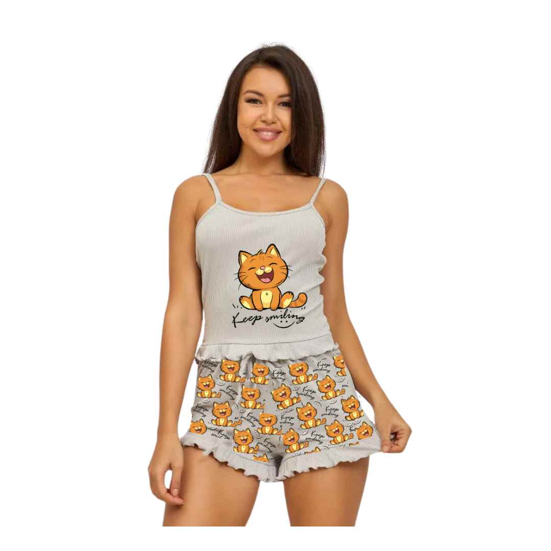 Women Pajamas Sleeveless Printed 2 Piece Hot Short