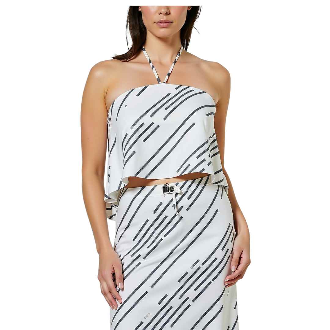 Strapless Halter Crop Top - Skirt Co-ord Set