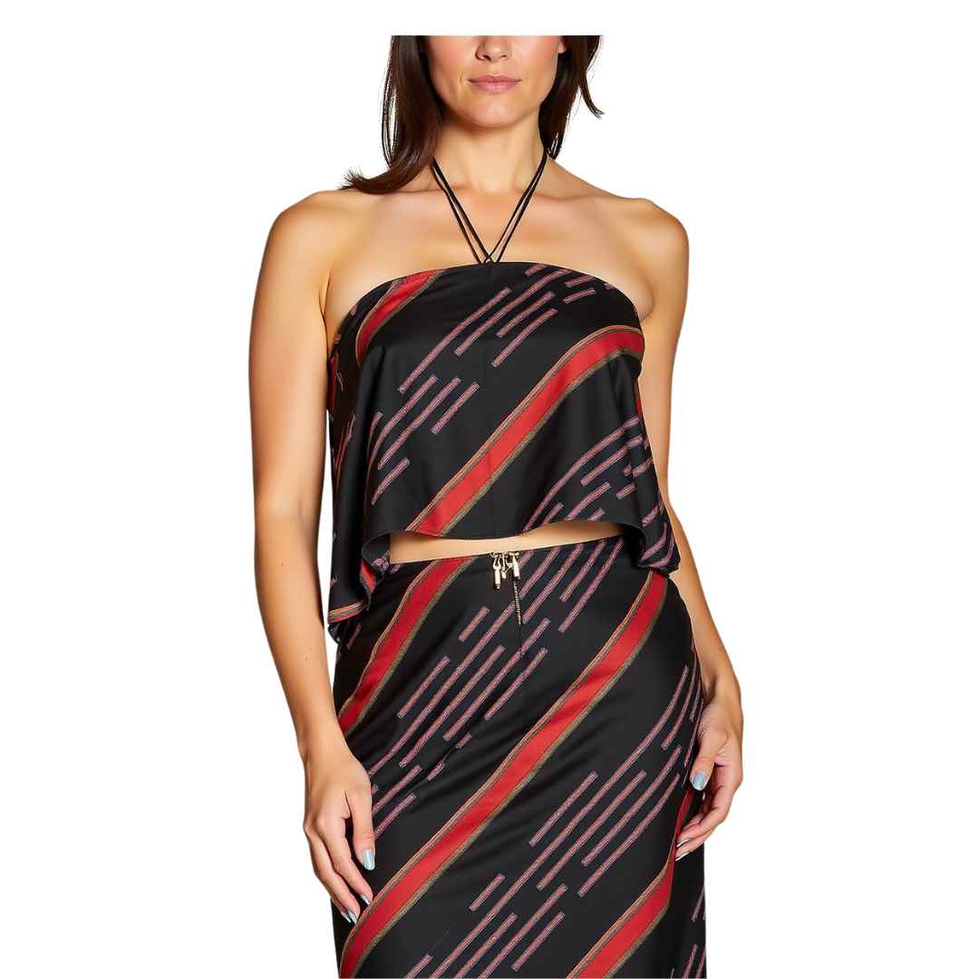 Strapless Halter Crop Top - Skirt Co-ord Set