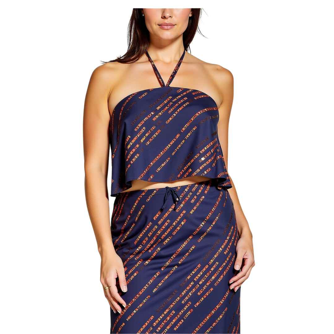 Strapless Halter Crop Top - Skirt Co-ord Set