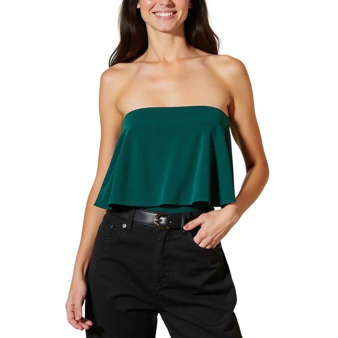 Flowy Strapless Bandeau Crop Top