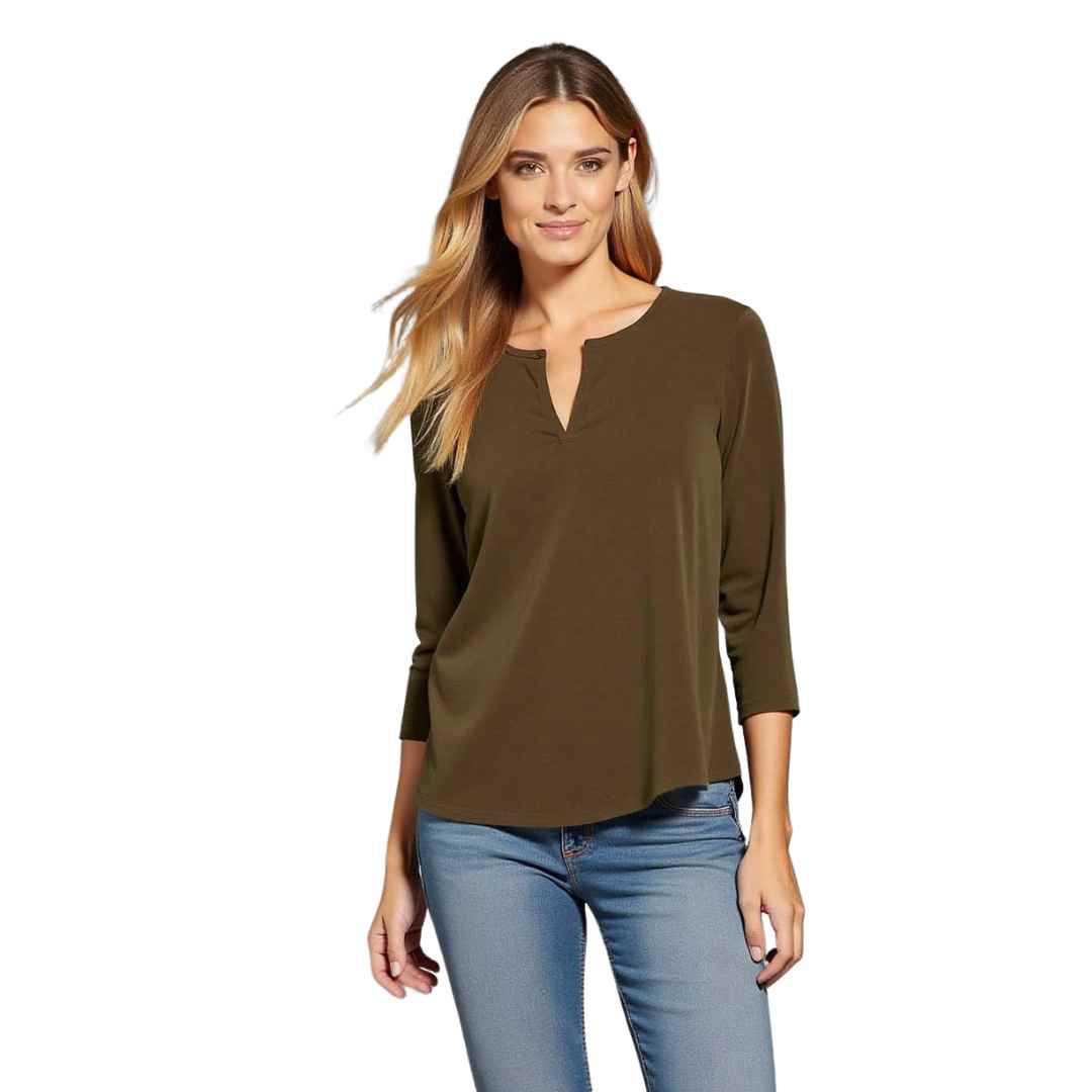 Women’s 3/4 Sleeve Notch Neck Top