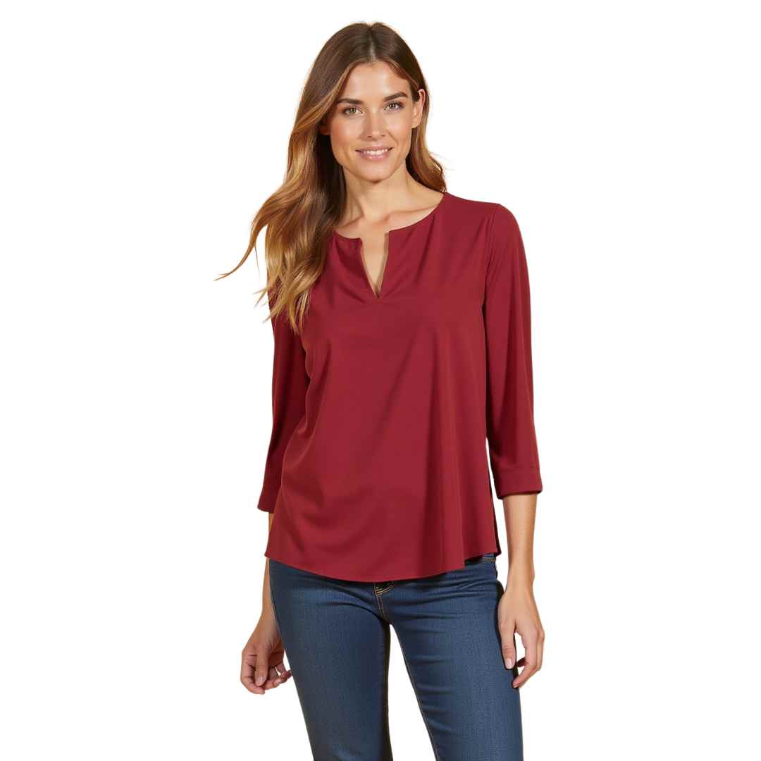 Women’s 3/4 Sleeve Notch Neck Top