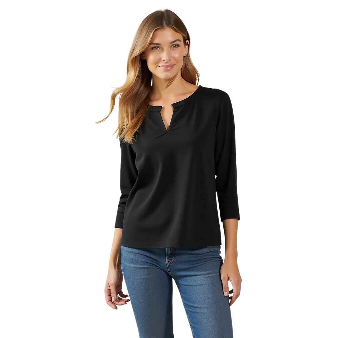 Women’s 3/4 Sleeve Notch Neck Top