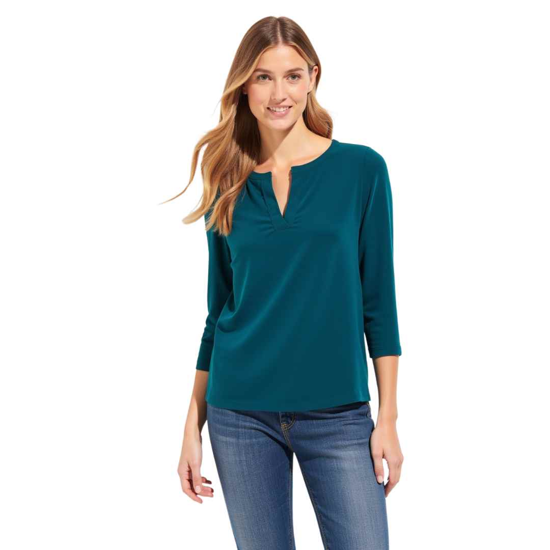 Women’s 3/4 Sleeve Notch Neck Top