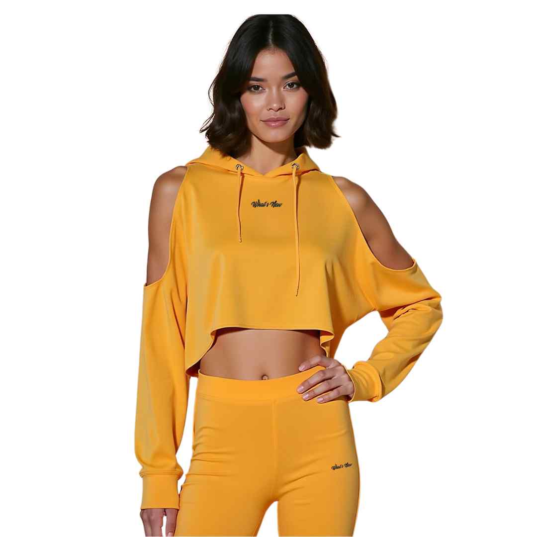 Women's Cold Shoulder Cropped Hoodie