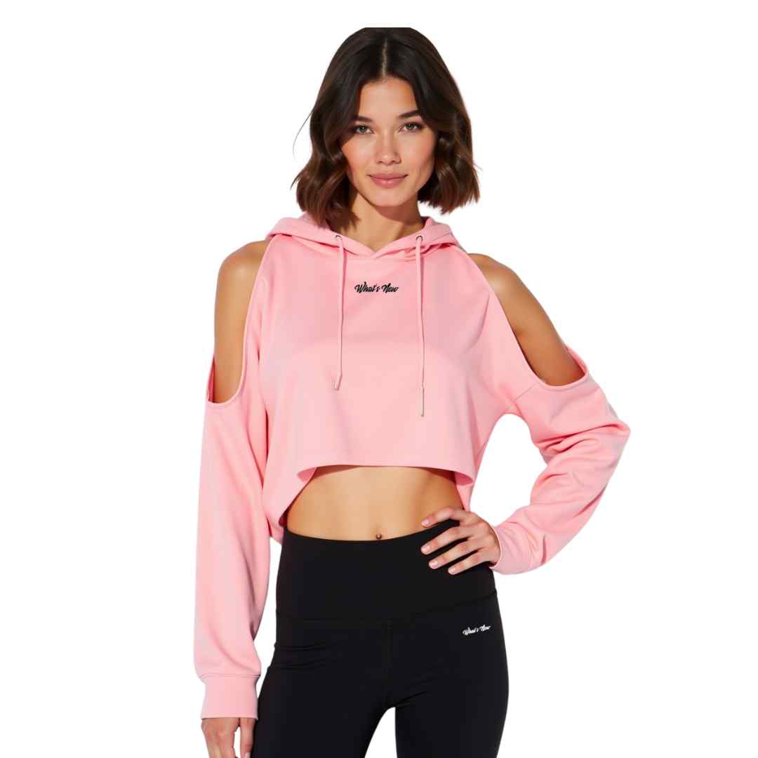 Women's Cold Shoulder Cropped Hoodie