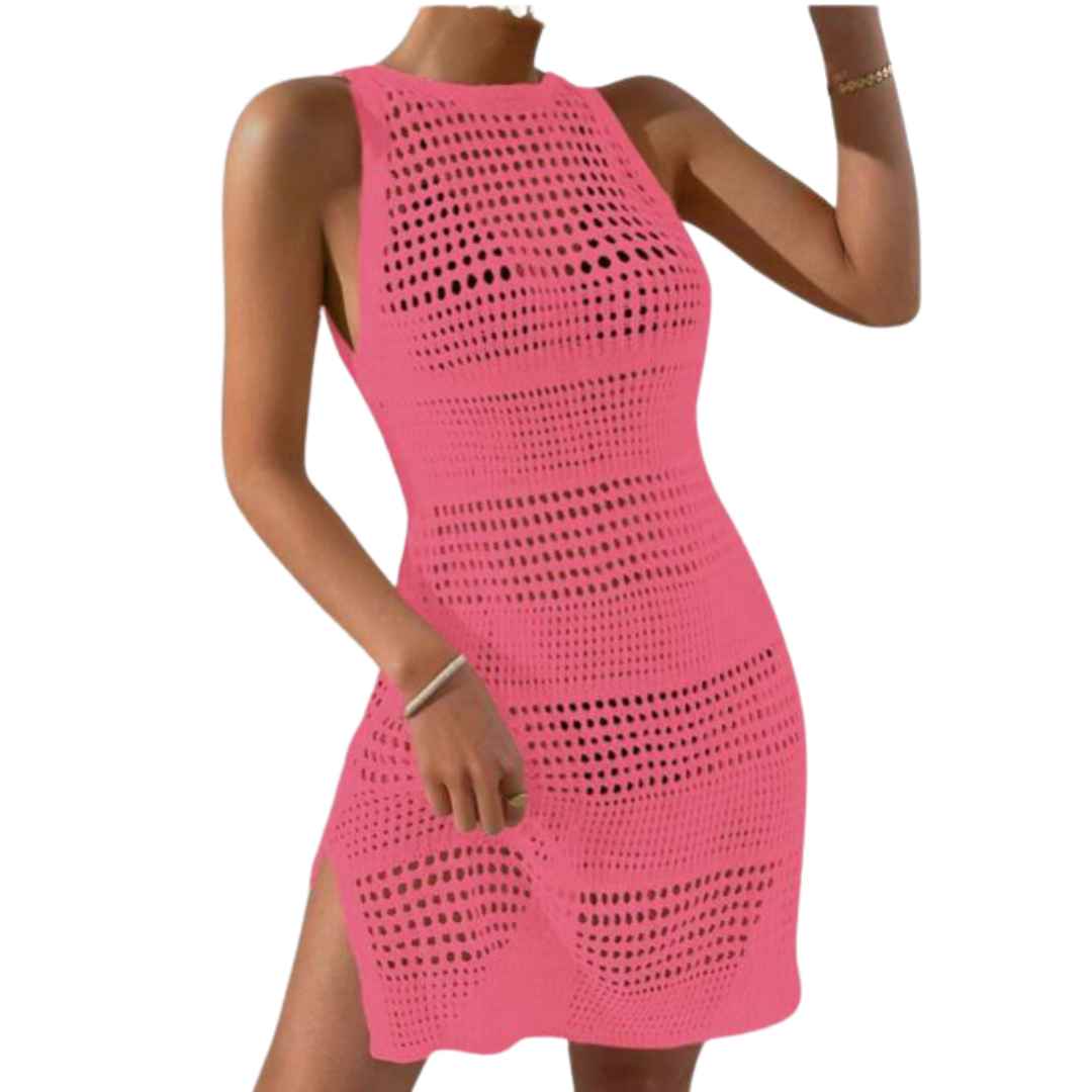 Breezy Crochet Beach Mini Dress