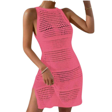 Breezy Crochet Beach Mini Dress