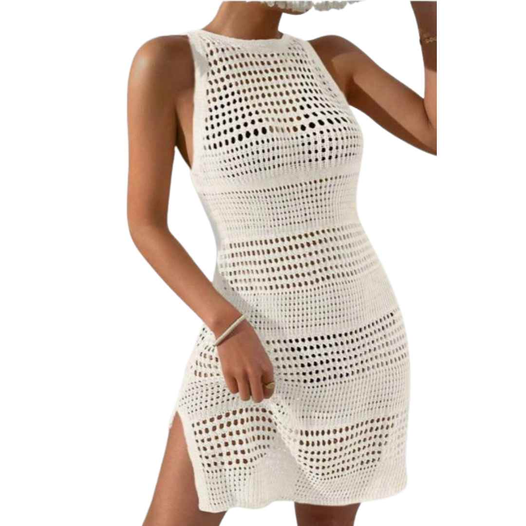 Breezy Crochet Beach Mini Dress