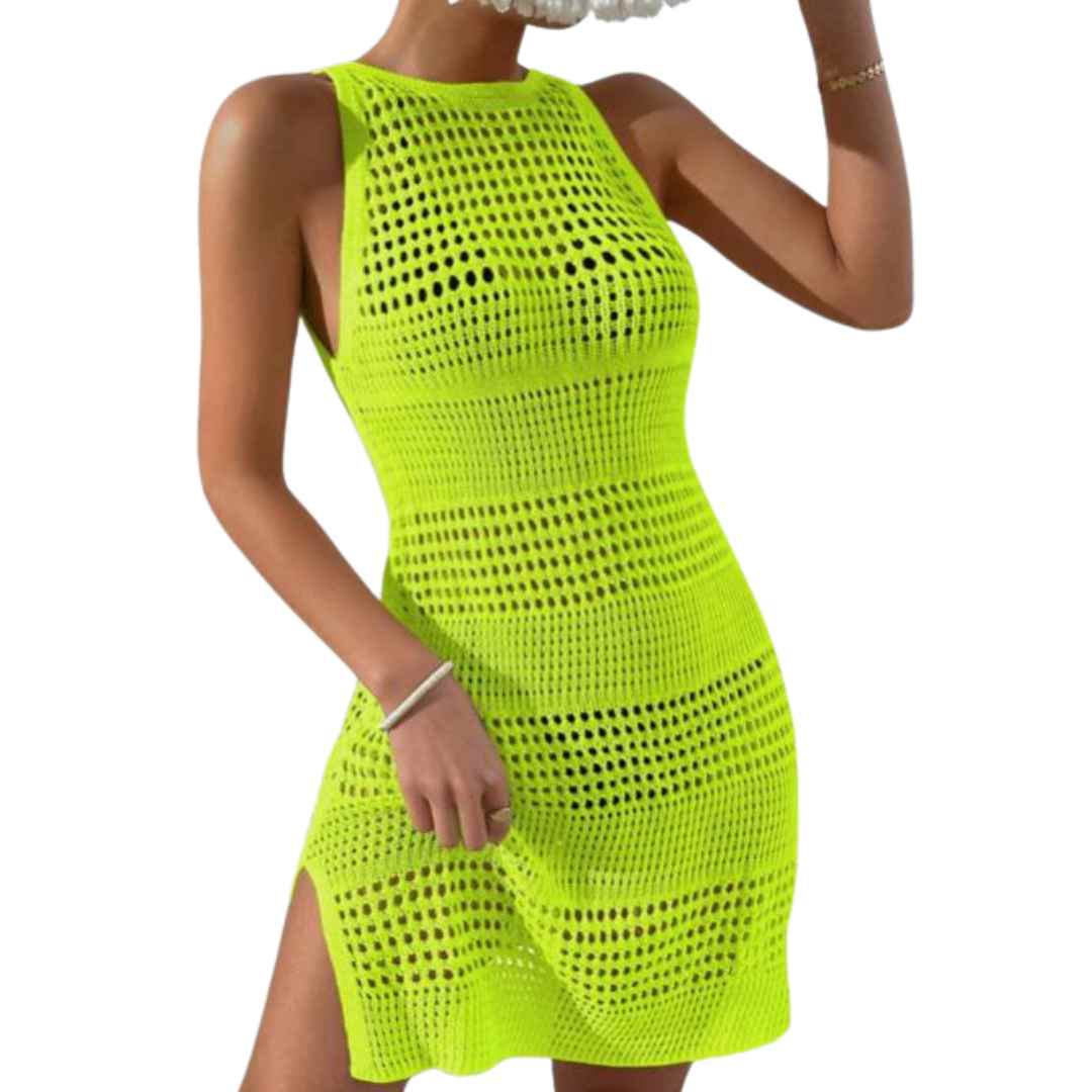 Breezy Crochet Beach Mini Dress