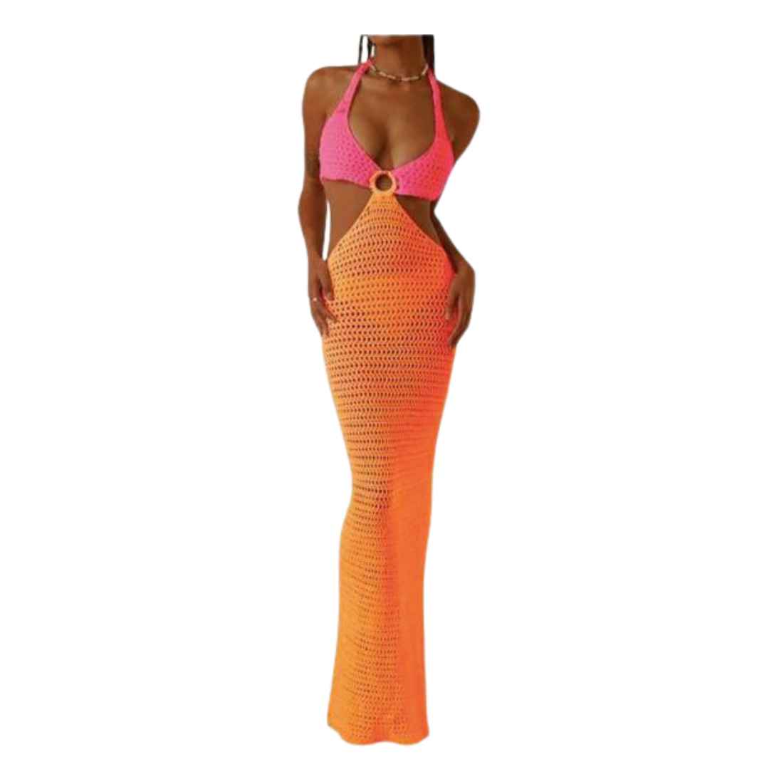 Crochet Cut-Out Maxi Dress