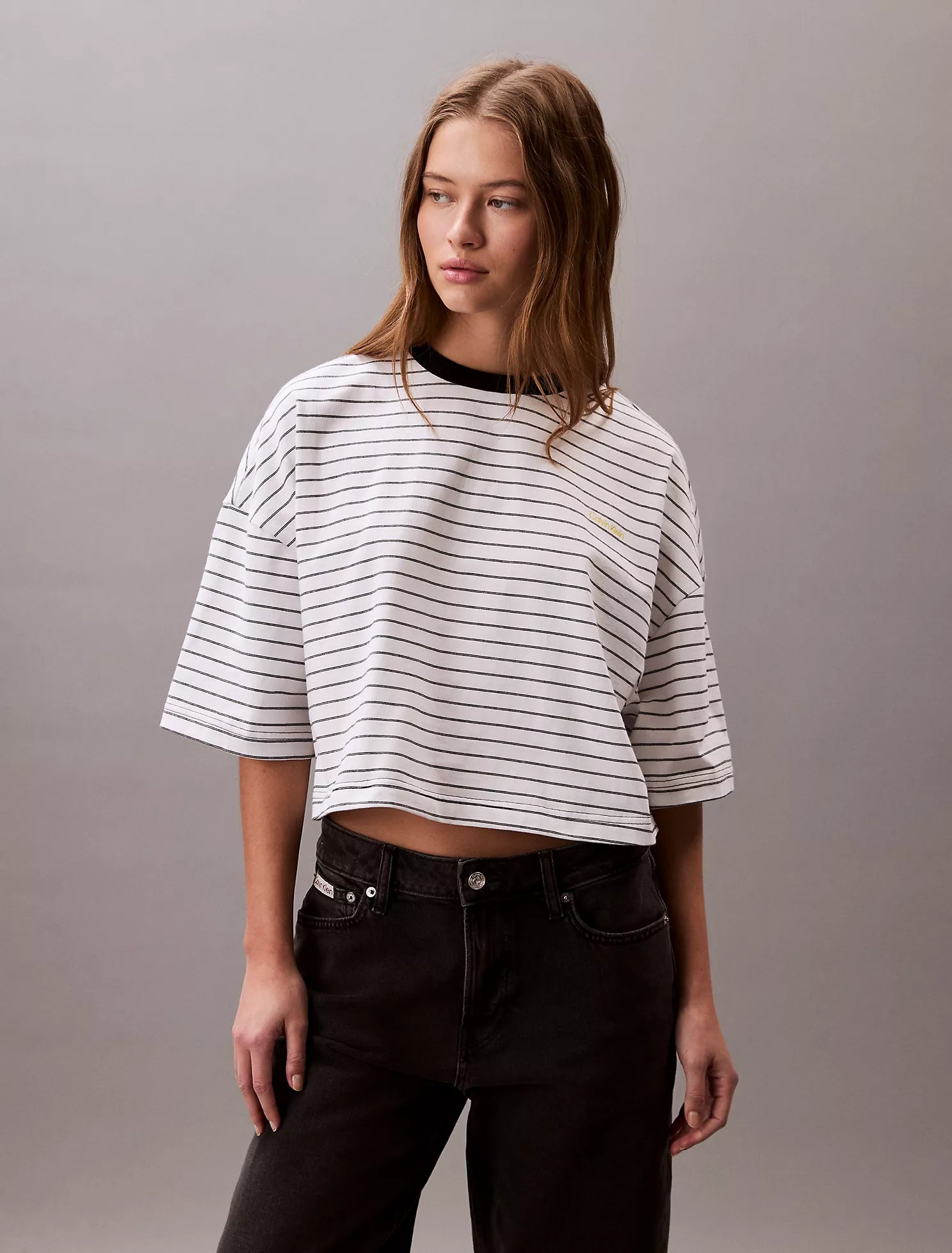 Women’s Striped Cropped Cotton T-Shirt
