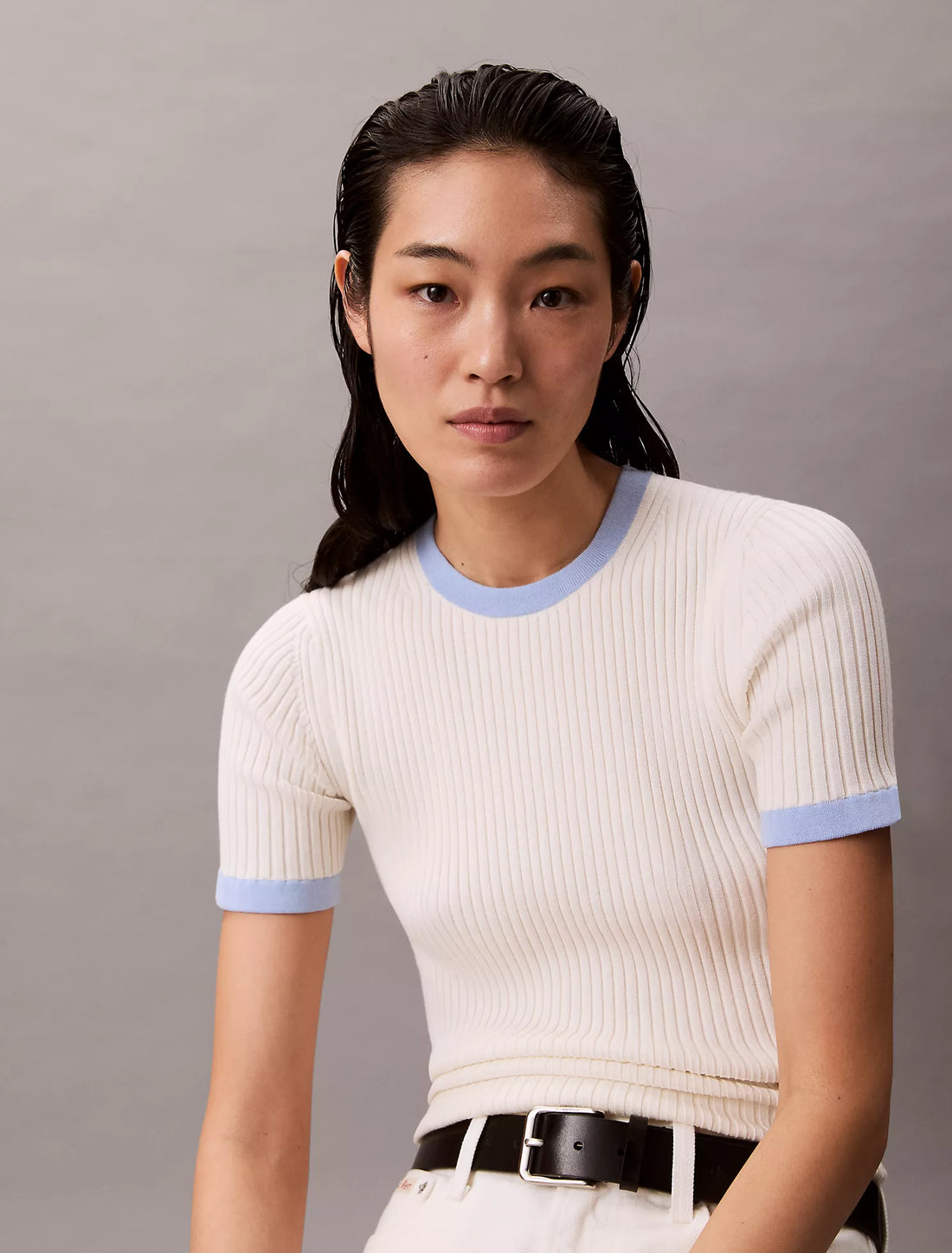 Women’s Wide Ribbed Cotton T-Shirt