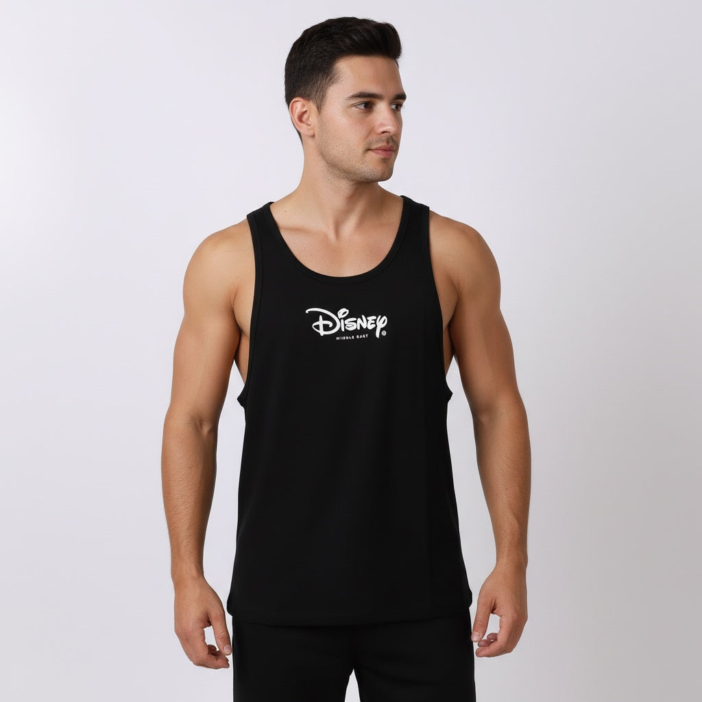 Men Disney Black Tank Top Front View