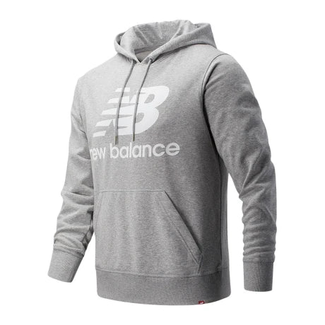 New Balance men grey stacked logo pullover hoodie