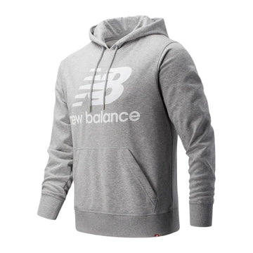 New Balance men grey stacked logo pullover hoodie
