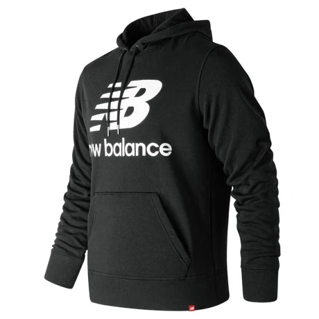 New Balance men black stacked logo pullover hoodie