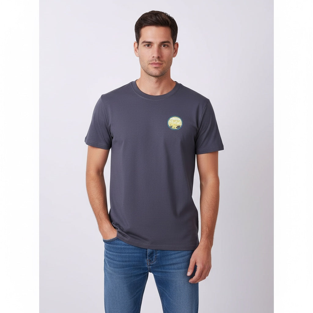 Men Cartoon Character Grey T-Shirt Front View