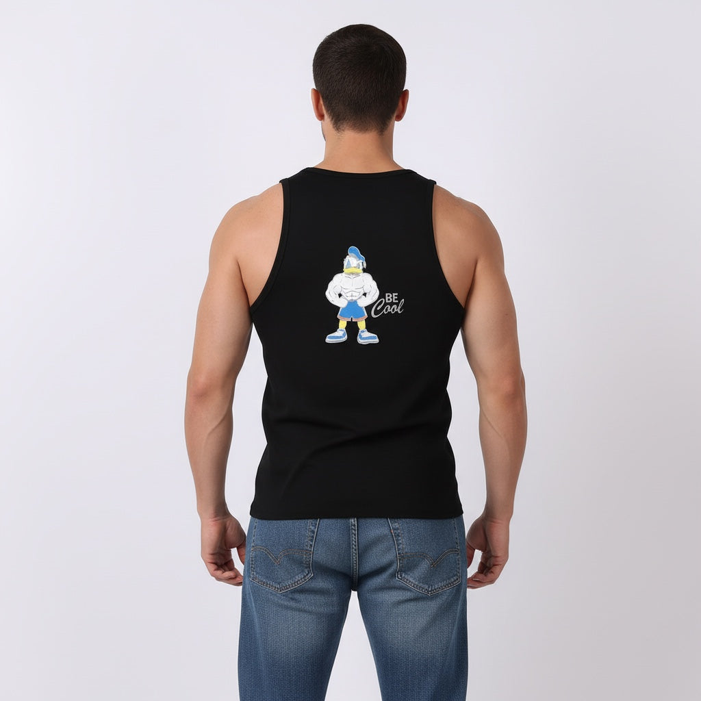 Men Smurf Black Tank Top Back View