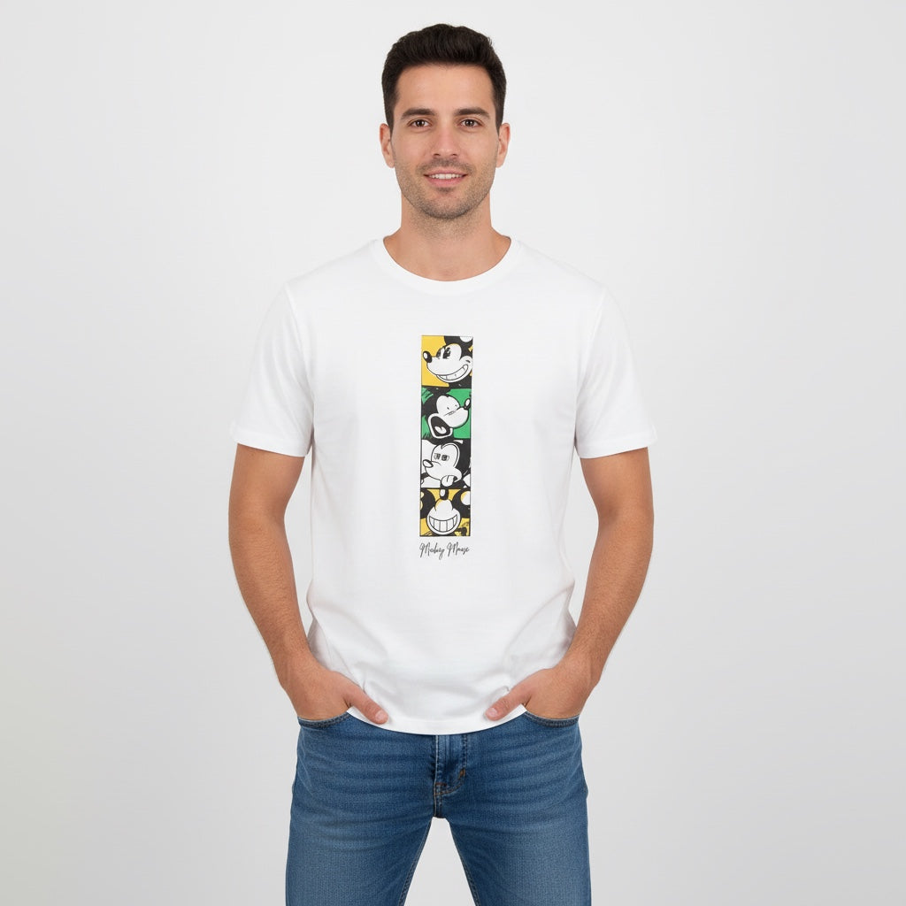 Men Mickey Mouse White T-Shirt Front View