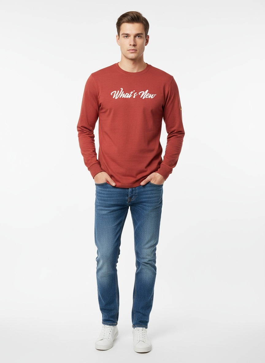 Men’s “What’s New” Long Sleeve Crewneck T-Shirt