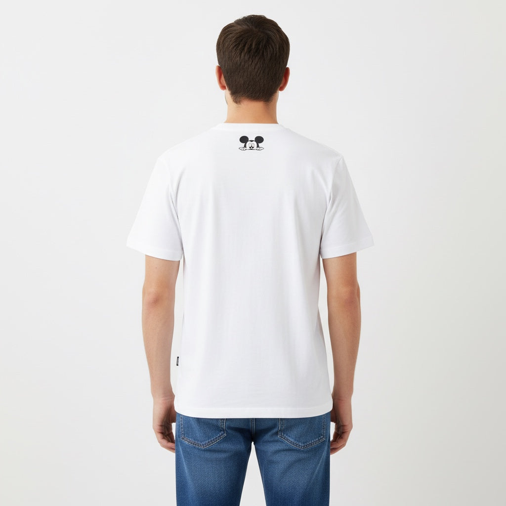 Men Mickey Mouse White T-Shirt Back View